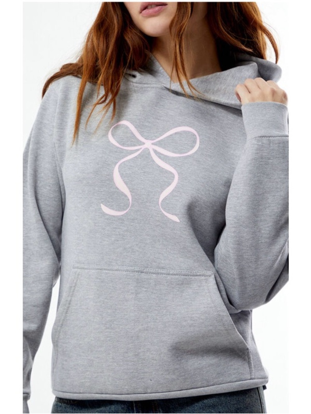 PacSun Bow Hoodie Gray / Pink Women’s Size Medium